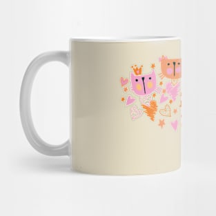 Cute Character Doodle Cats Mug